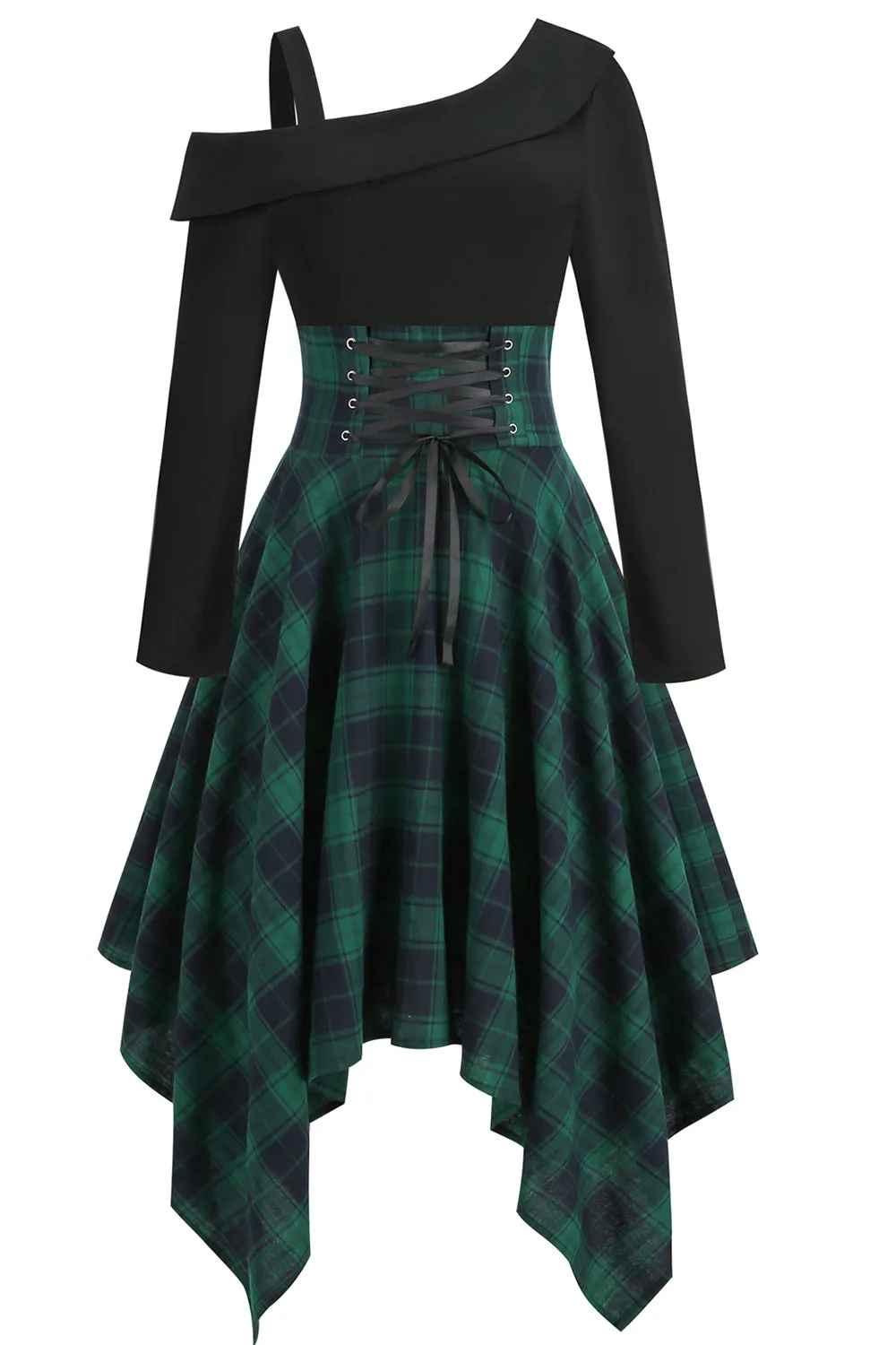 Green Plaid Halloween Vintage Dress sold by Zapaka