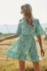 Green Floral Print Summer Dress sold by Zapaka