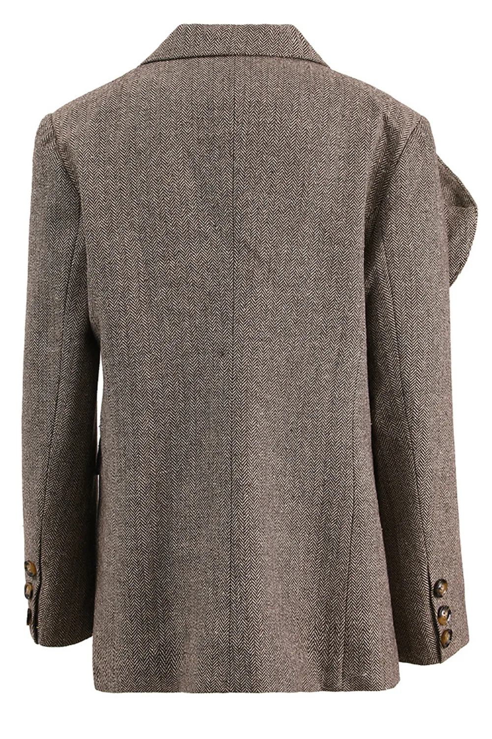 Coffee Floral Notched Lapel Blazer sold by Zapaka product image thumbnail 2