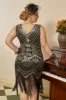Black Golden Sequins Plus Size 1920s Gatsby Dress with 20s Acessories Set sold by Zapaka