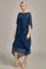 Navy Chiffon A-line Scoop Neck Mother of the Bride Dress sold by Zapaka
