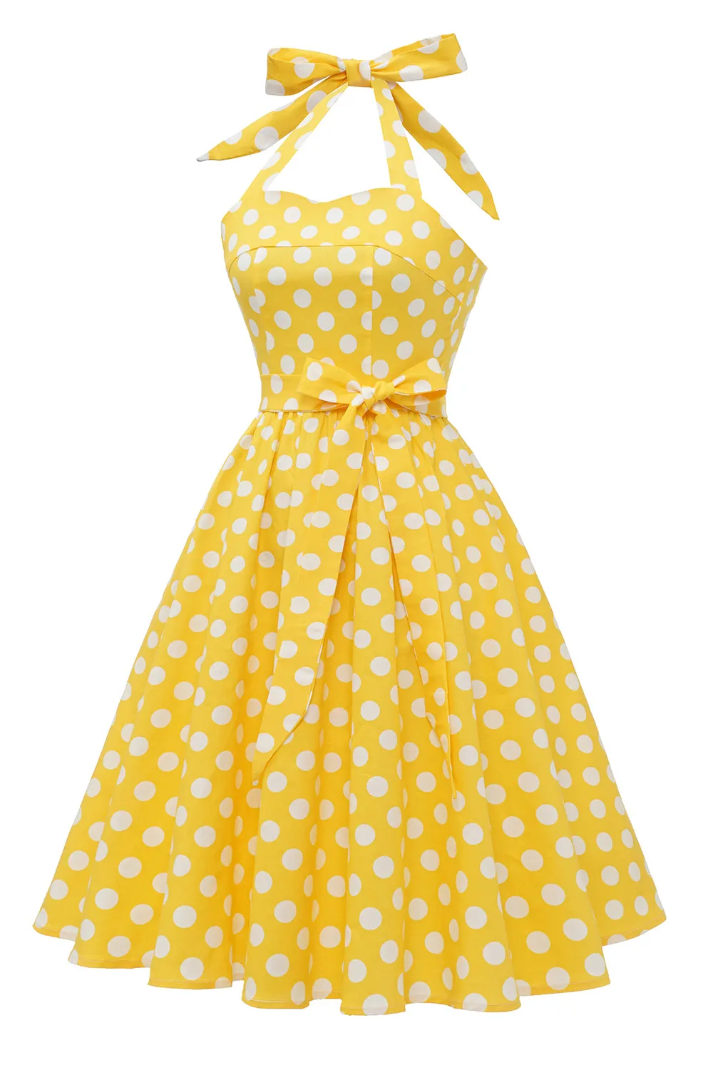 Yellow Polka Dots Pin Up Vintage Dress sold by Zapaka product image thumbnail 3
