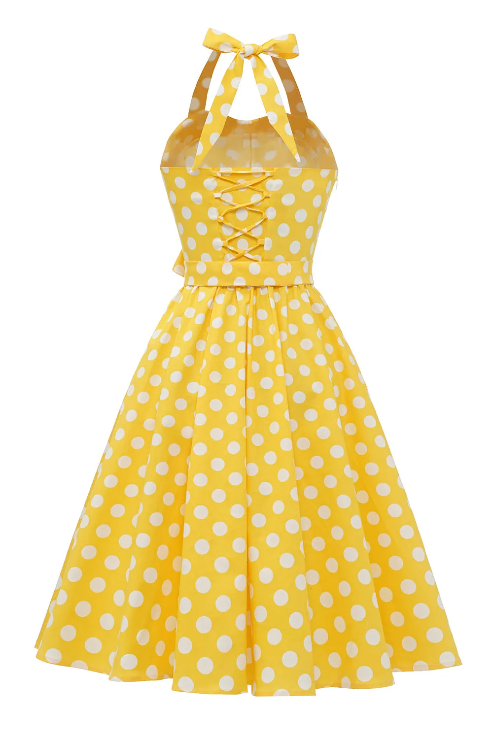 Yellow Polka Dots Pin Up Vintage Dress sold by Zapaka product image thumbnail 2