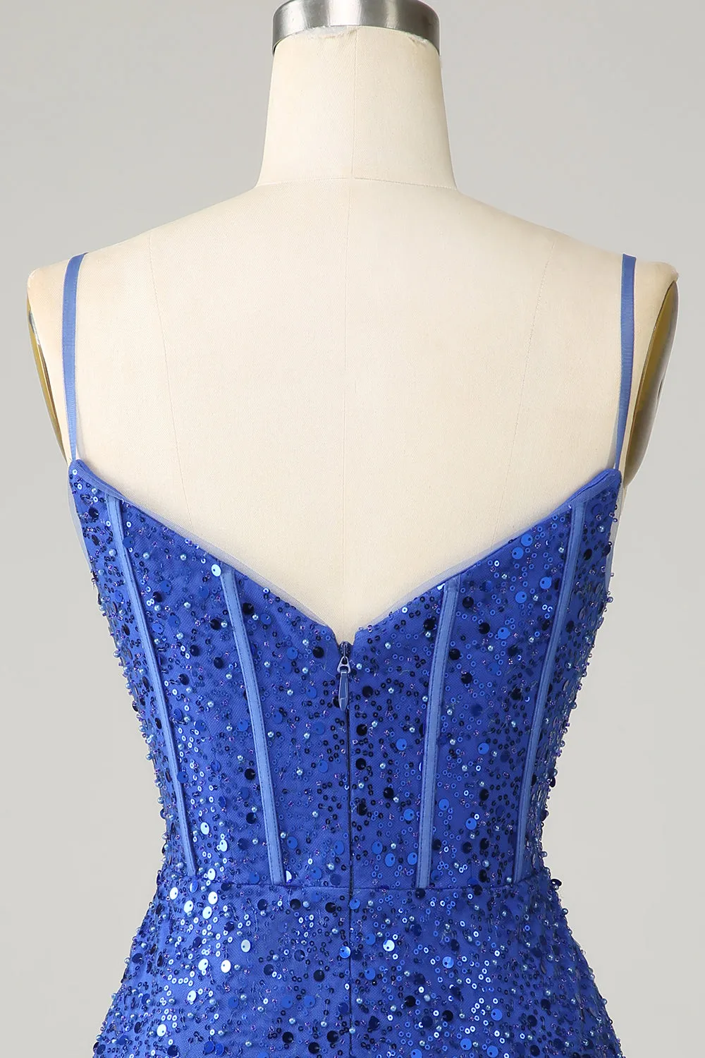 Royal Blue Bodycon Sparkly Spaghetti Straps Homecoming Dress sold by Zapaka product image thumbnail 5