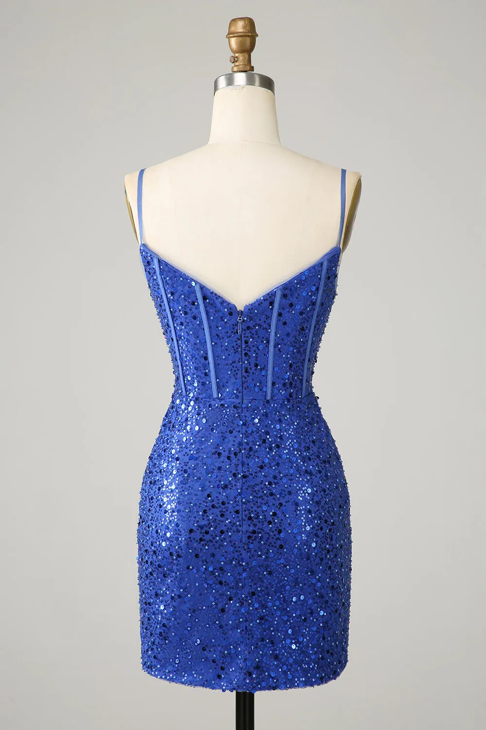Royal Blue Bodycon Sparkly Spaghetti Straps Homecoming Dress sold by Zapaka product image thumbnail 2