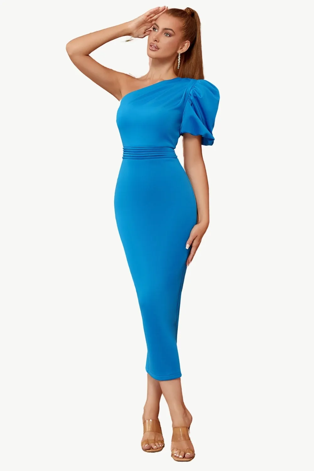 Blue One Shoulder Bodycon Party Dress sold by Zapaka product image thumbnail 3