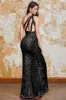 Glitter Black Mermaid One Shoulder Sequins Prom Dress With Slit sold by Zapaka