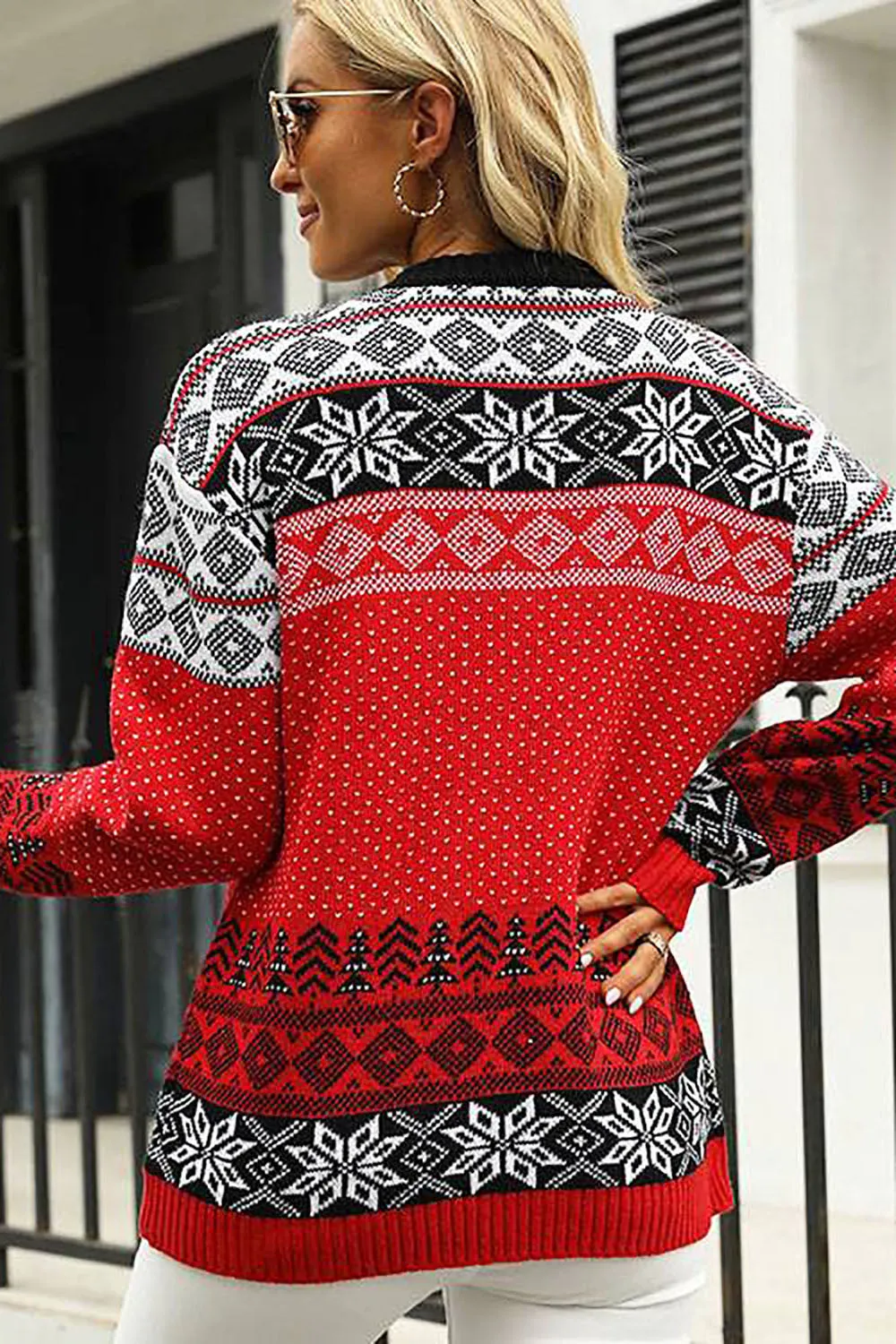 Christmas Red Elk Knitted Pullover Sweater sold by Zapaka product image thumbnail 2