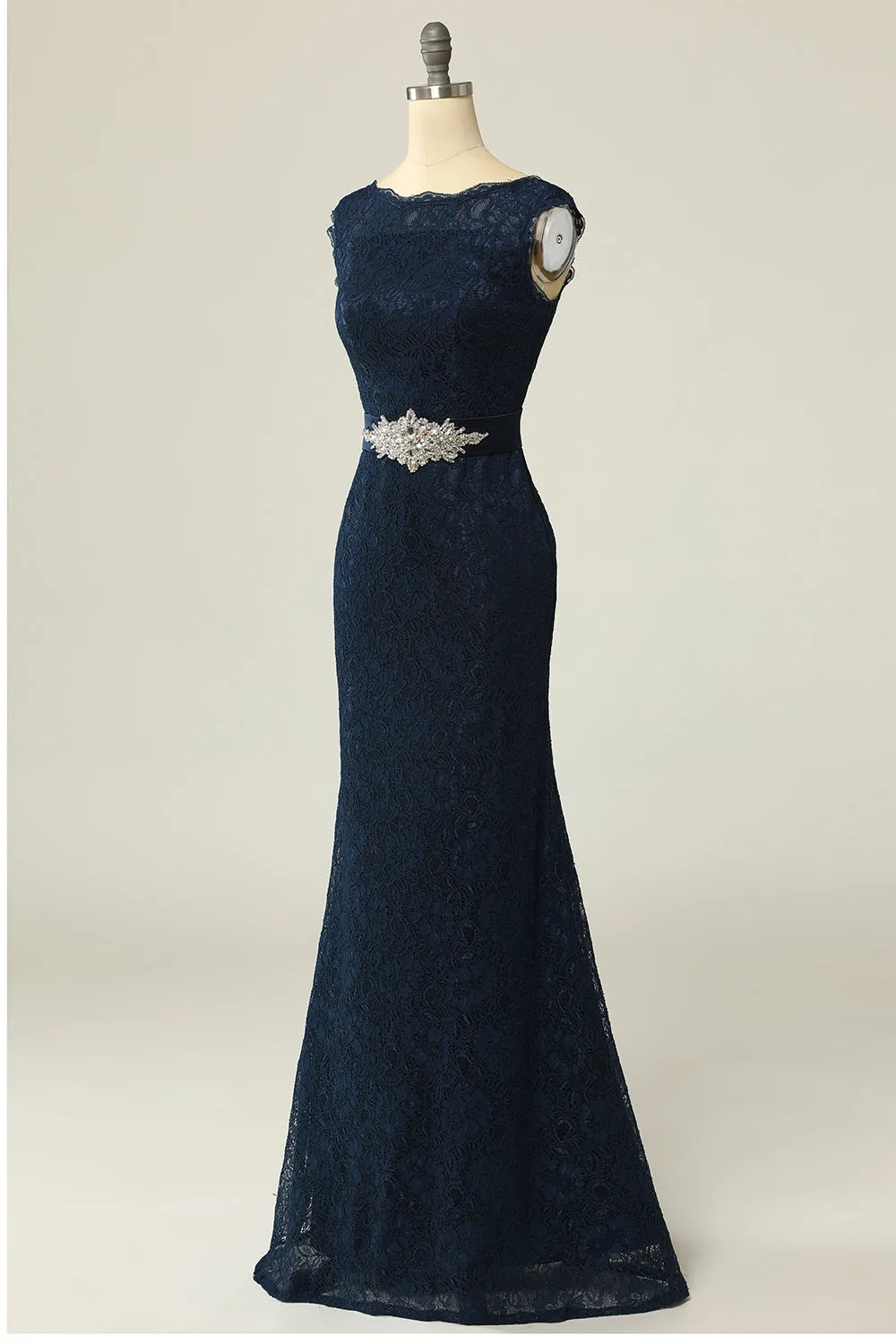 Navy Lace Sheath Mother Dress sold by Zapaka product image thumbnail 3