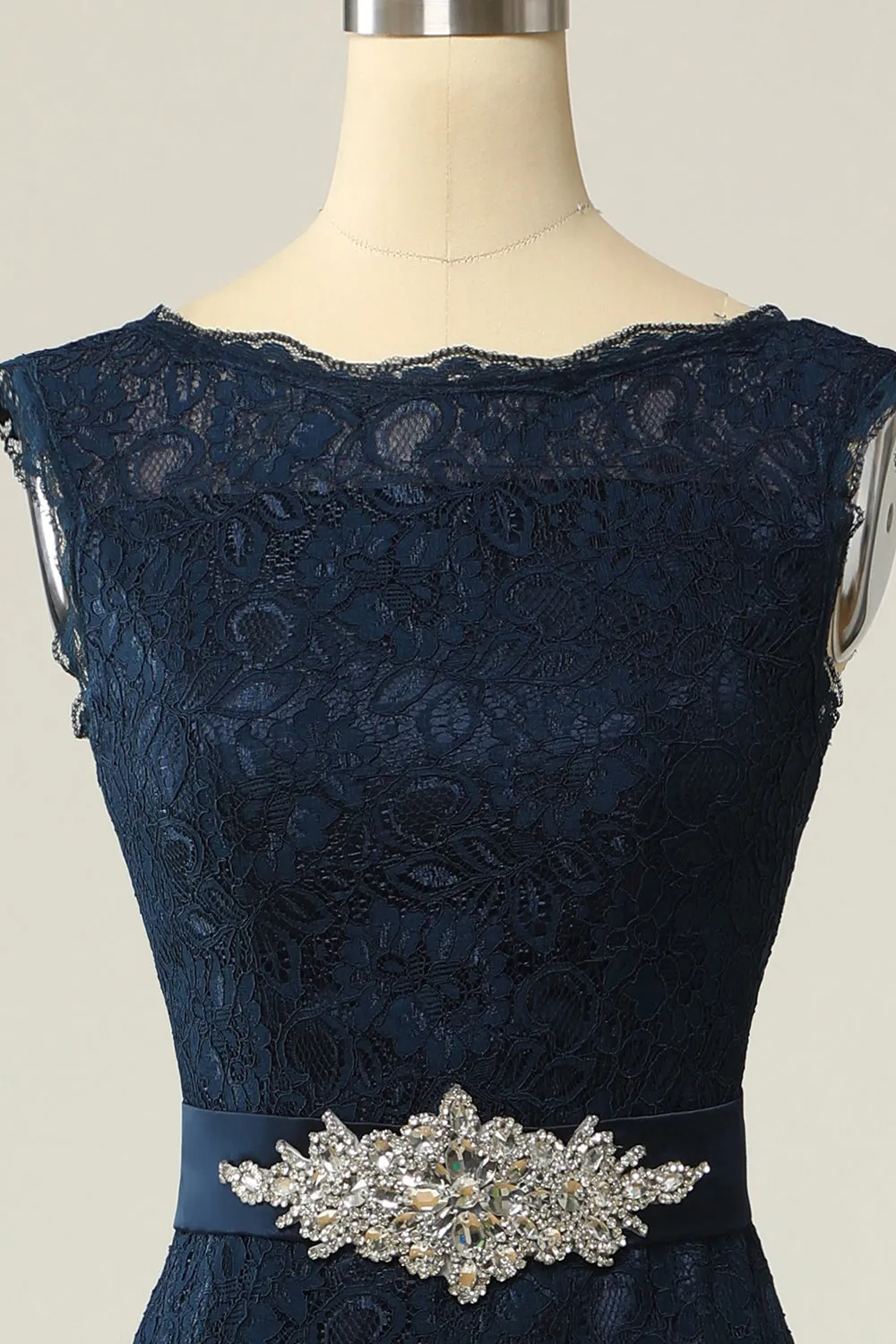 Navy Lace Sheath Mother Dress sold by Zapaka product image thumbnail 4