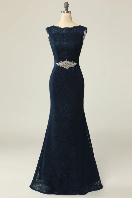 Navy Lace Sheath Mother Dress sold by Zapaka
