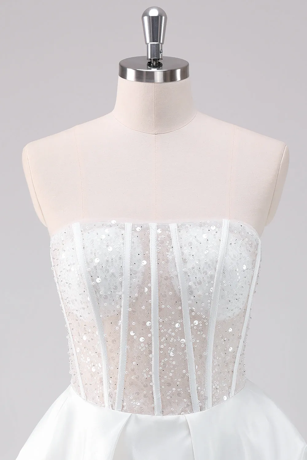 Sparkly White A-Line Strapless Short Homecoming Dress sold by Zapaka product image thumbnail 4