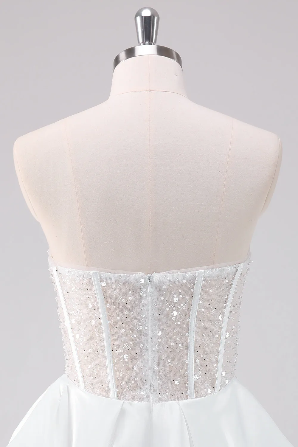 Sparkly White A-Line Strapless Short Homecoming Dress sold by Zapaka product image thumbnail 5