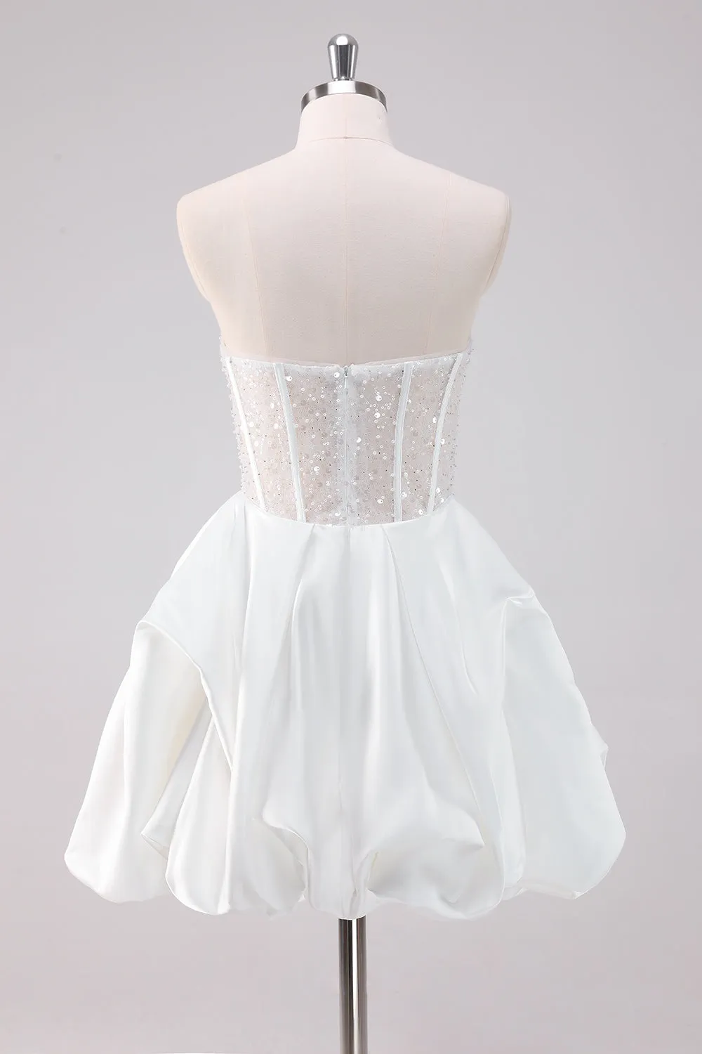 Sparkly White A-Line Strapless Short Homecoming Dress sold by Zapaka product image thumbnail 2