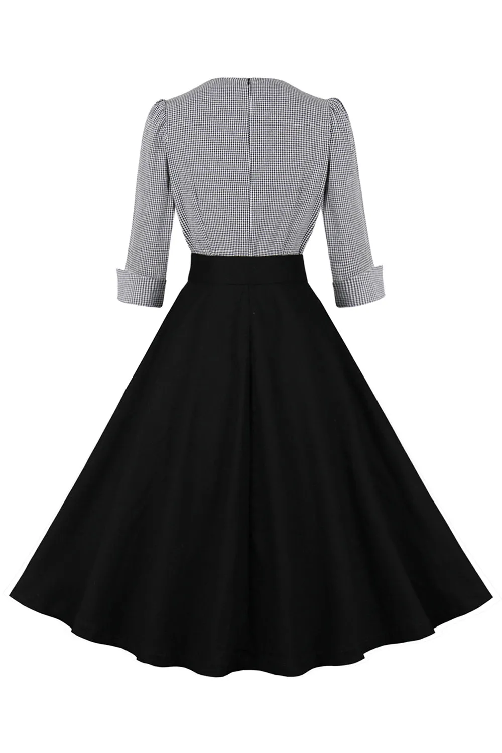 Black Lapel Neck Plaid Vintage 1950s Dress sold by Zapaka product image thumbnail 2