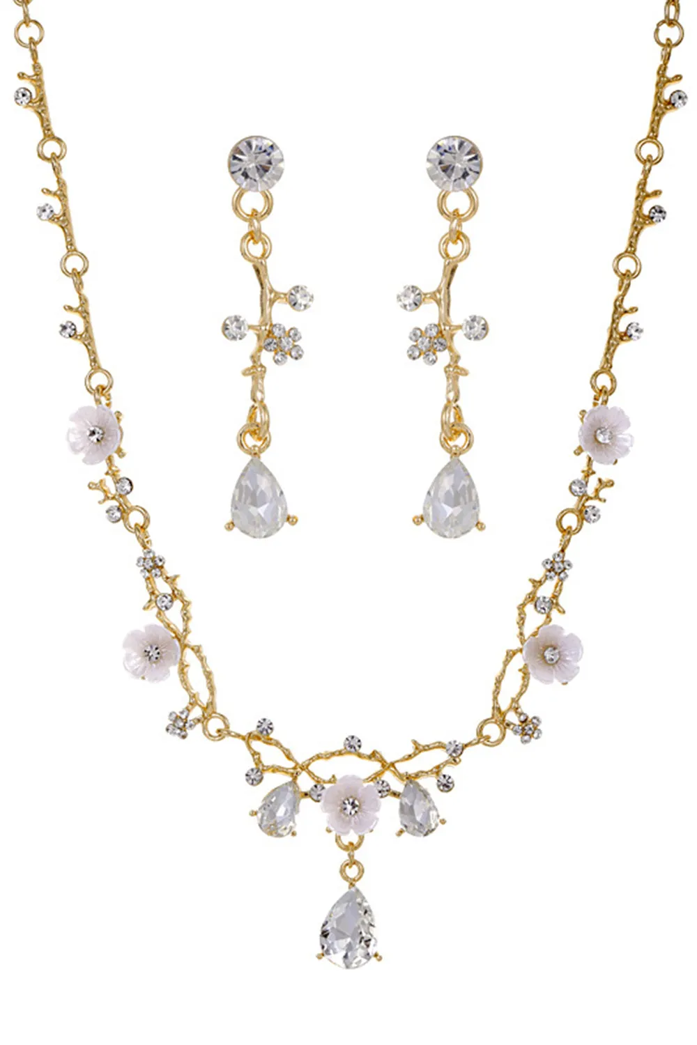 Golden Bridal Necklace Earring Set For Wedding sold by Zapaka