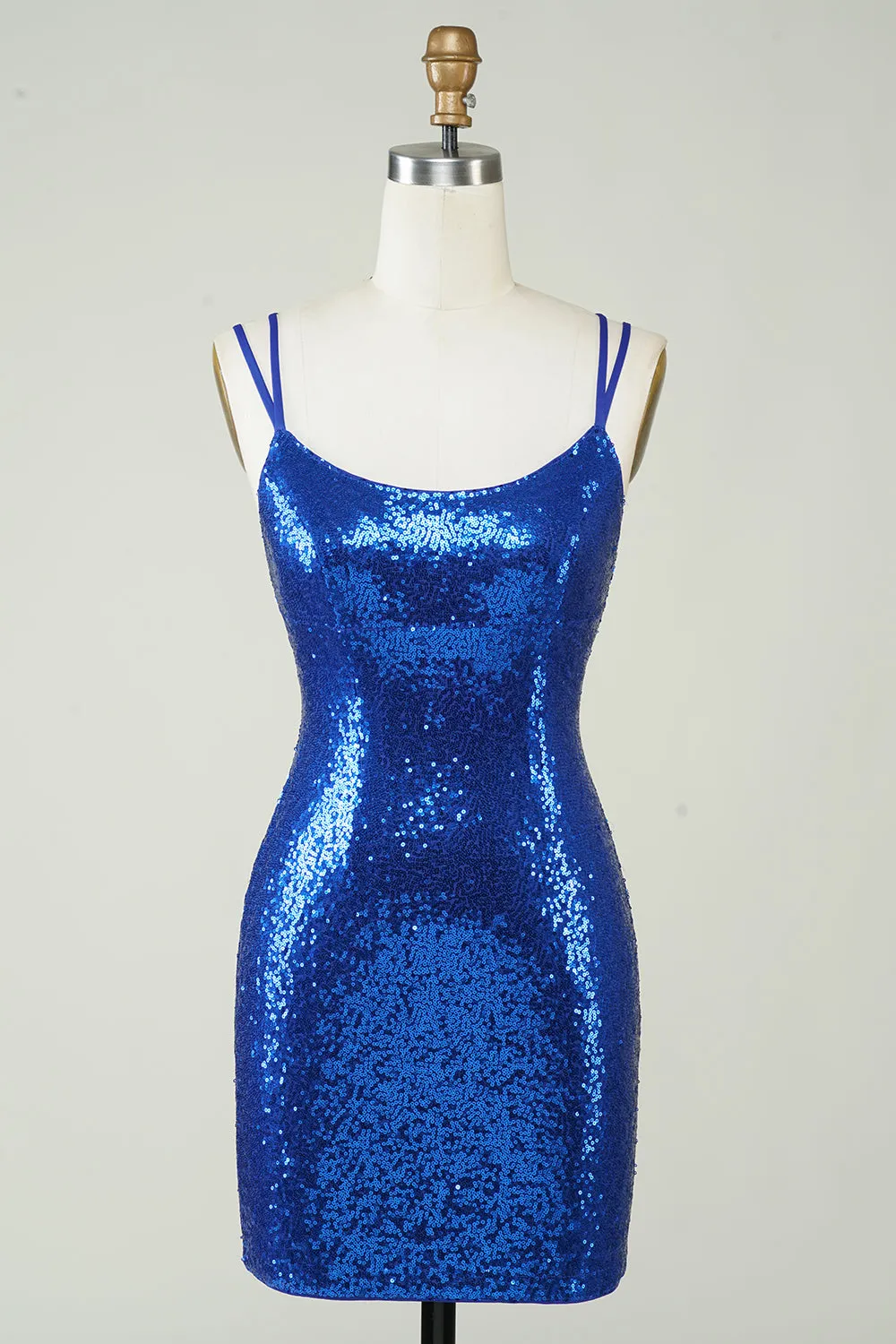 Royal Blue Tight Sequins Backless Homecoming Dress sold by Zapaka