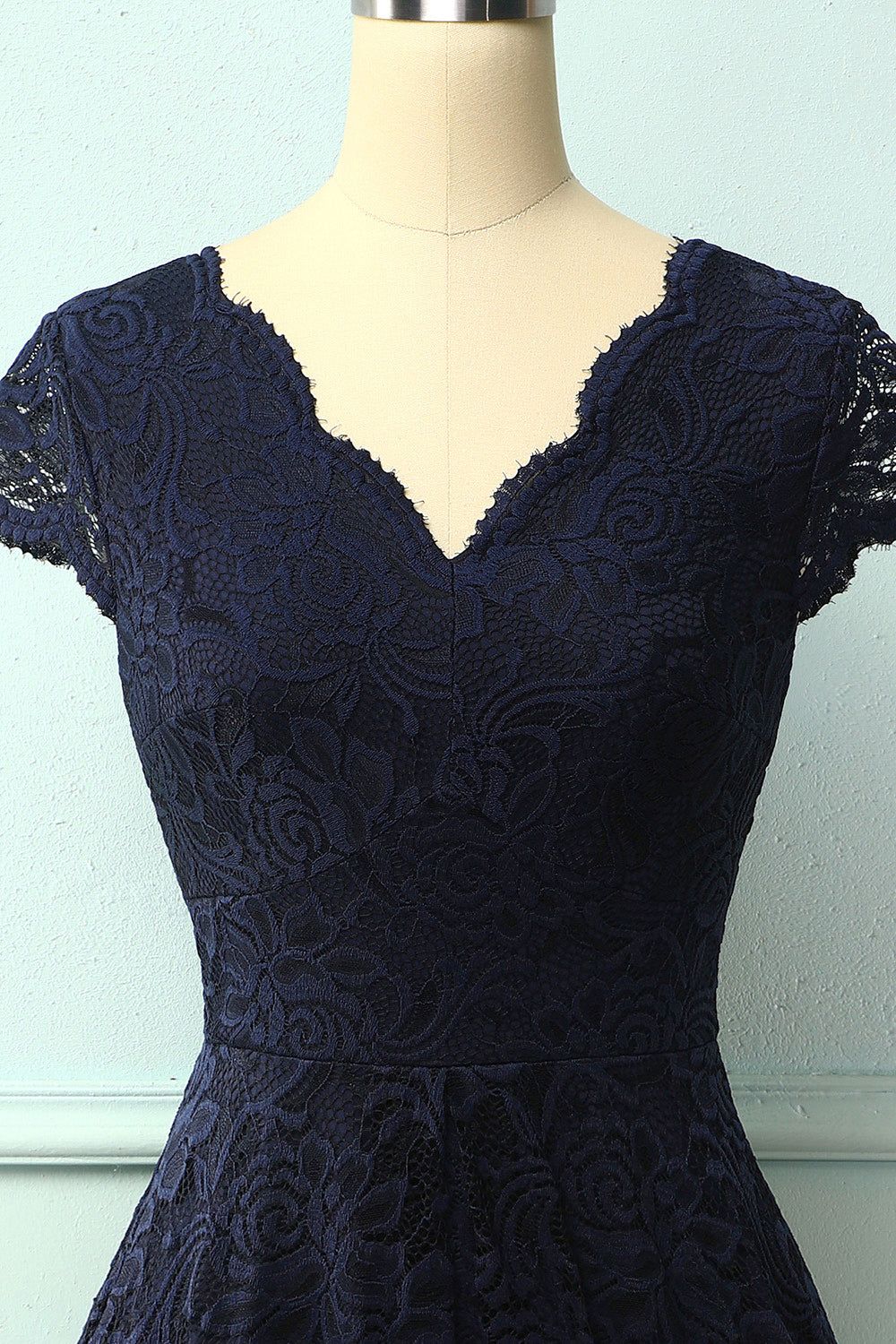 Navy V Neck Midi Lace sold by Zapaka product image thumbnail 2