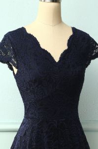 Navy V Neck Midi Lace sold by Zapaka