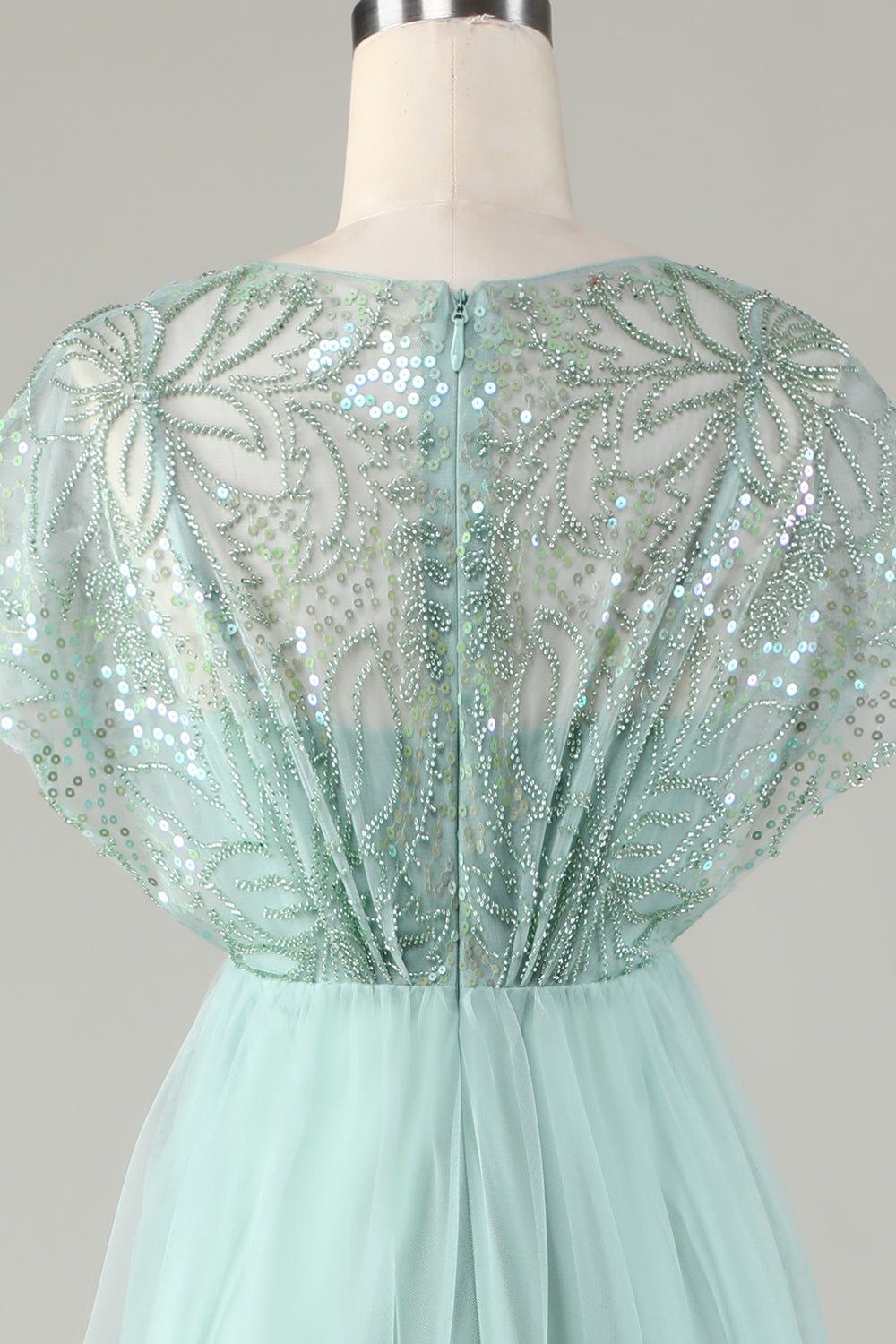 Tulle Sparkly Sage Bridesmaid Dress with Beading sold by Zapaka product image thumbnail 5