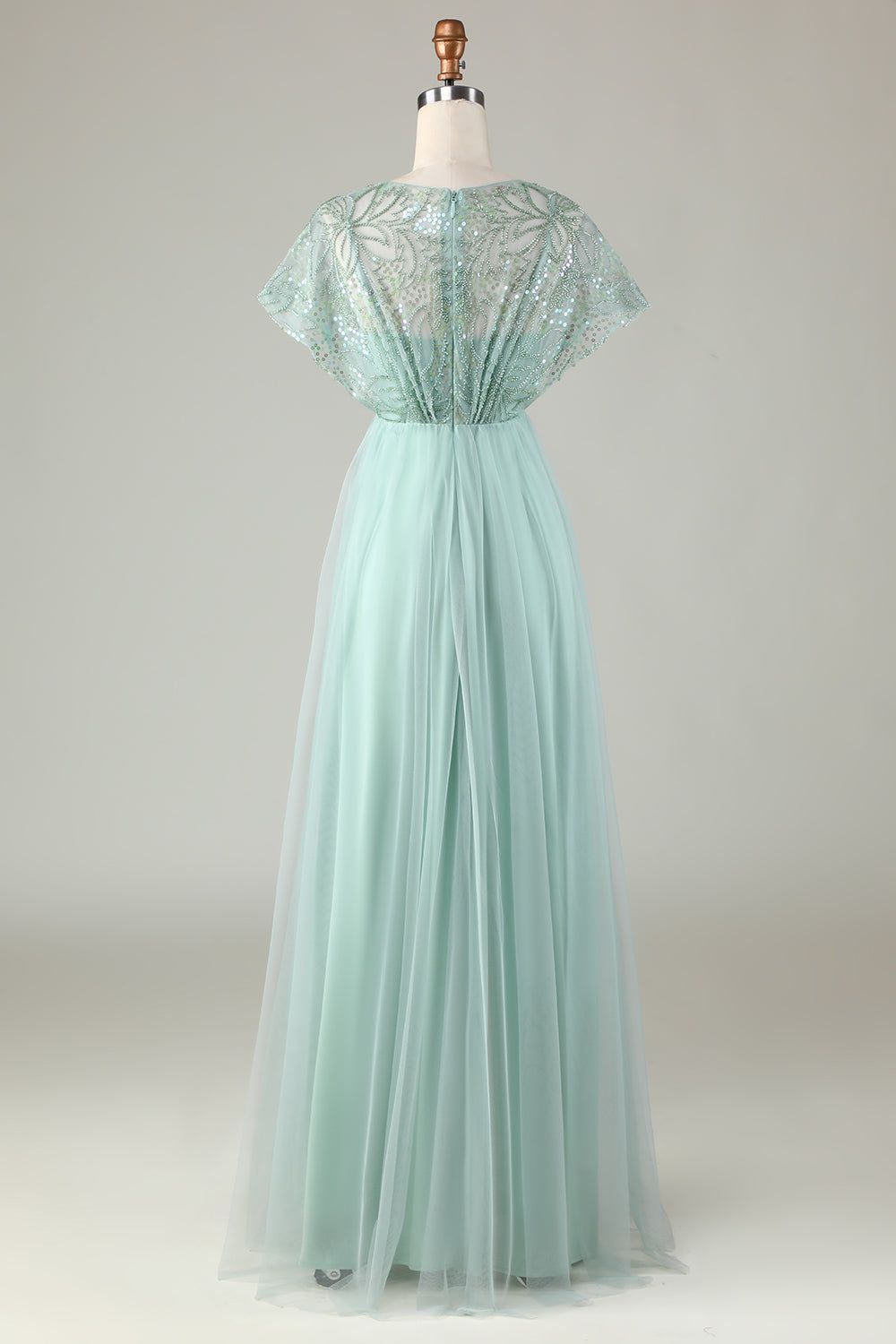 Tulle Sparkly Sage Bridesmaid Dress with Beading sold by Zapaka product image thumbnail 2