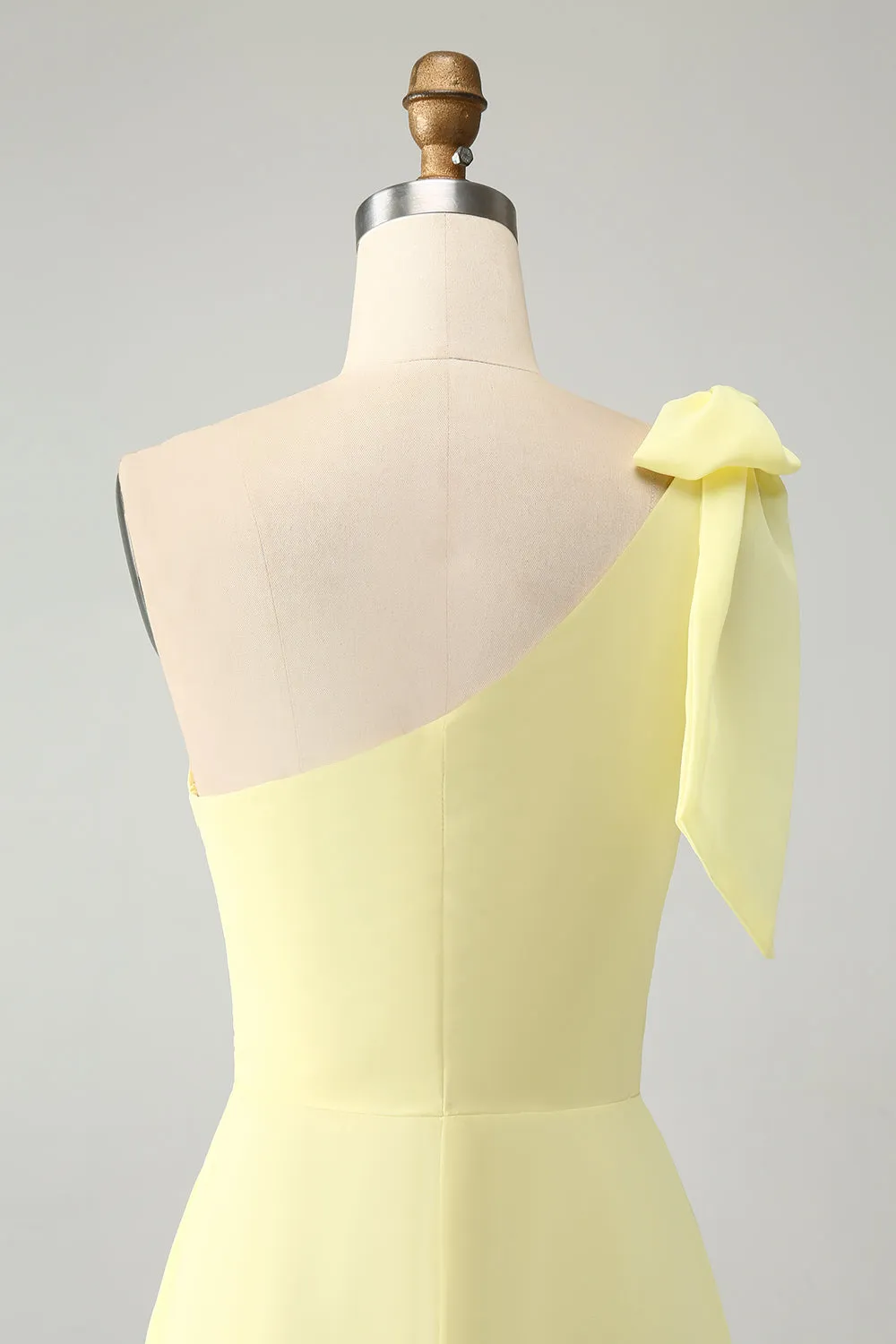 A Line One Shoulder Yellow Long Wedding Guest Dress with Slit sold by Zapaka product image thumbnail 5