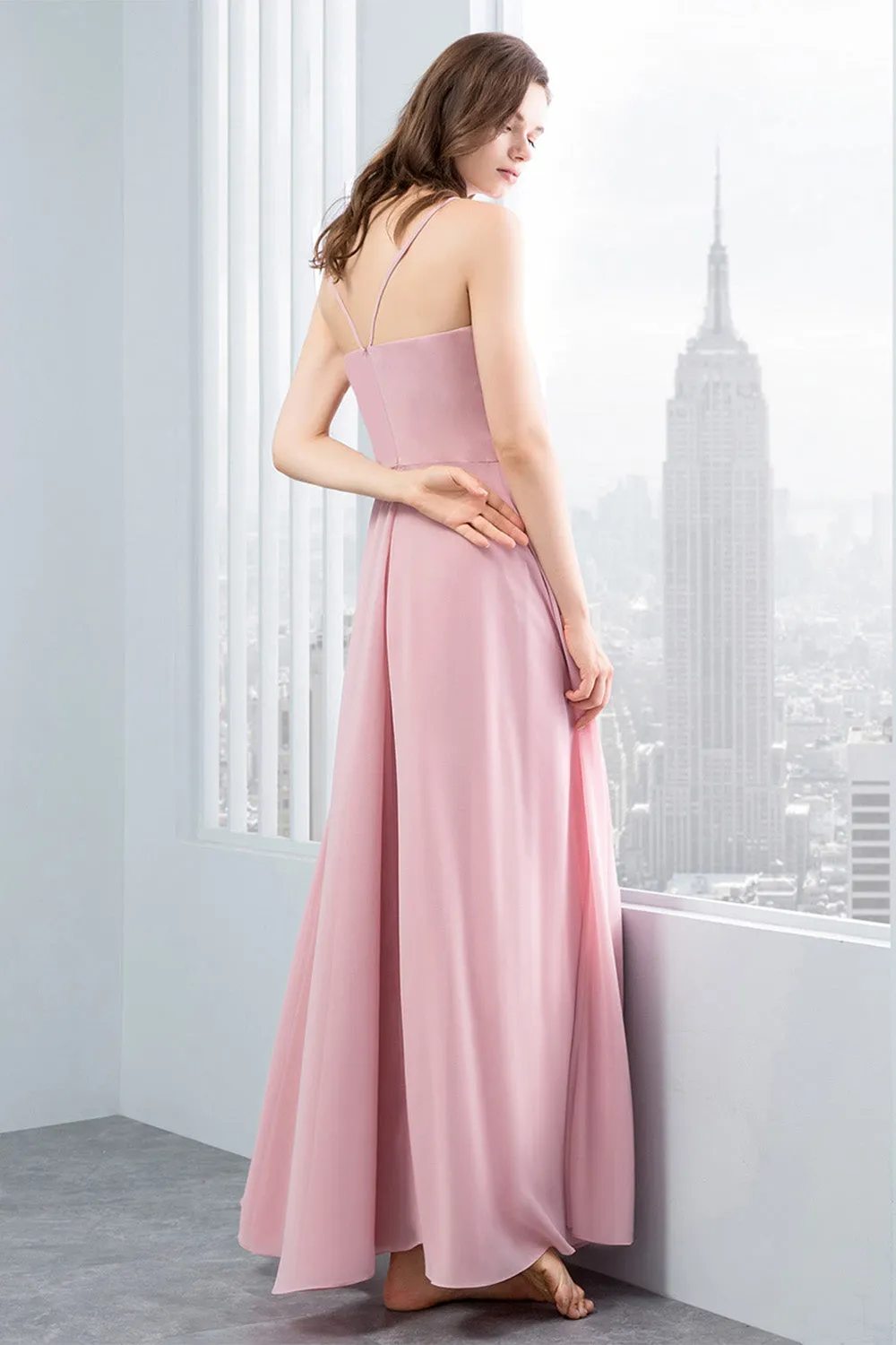 Simple Spaghetti Straps Blush Bridesmaid Dress sold by Zapaka product image thumbnail 2