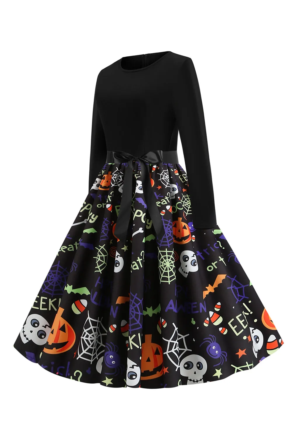 Halloween Print Long Sleeve Vintage Dress sold by Zapaka product image thumbnail 3