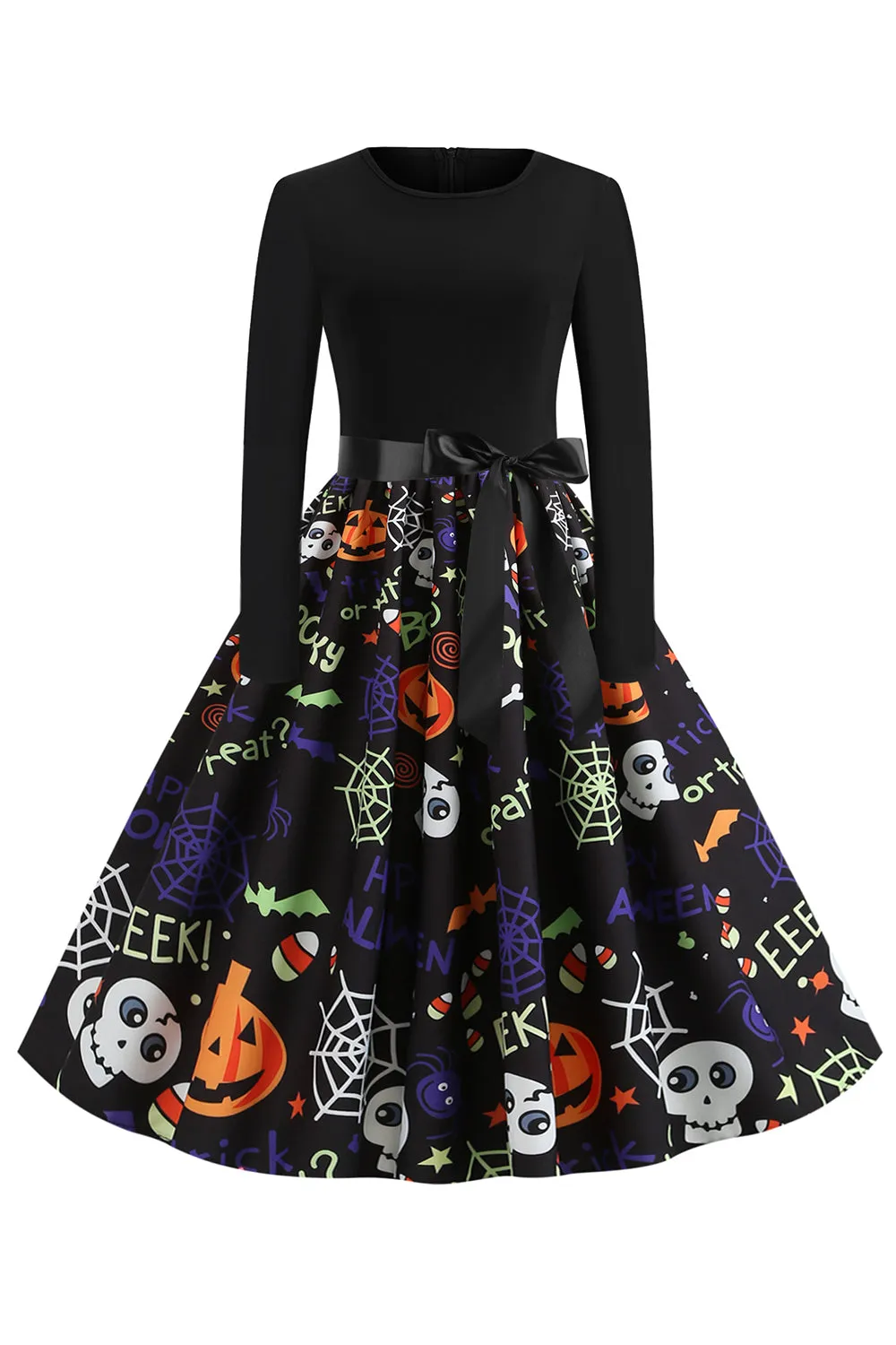 Halloween Print Long Sleeve Vintage Dress sold by Zapaka