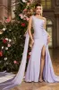 Mermaid Lilac One Shoulder Beaded Long Prom Dress with Slit sold by Zapaka