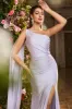 Mermaid Lilac One Shoulder Beaded Long Prom Dress with Slit sold by Zapaka