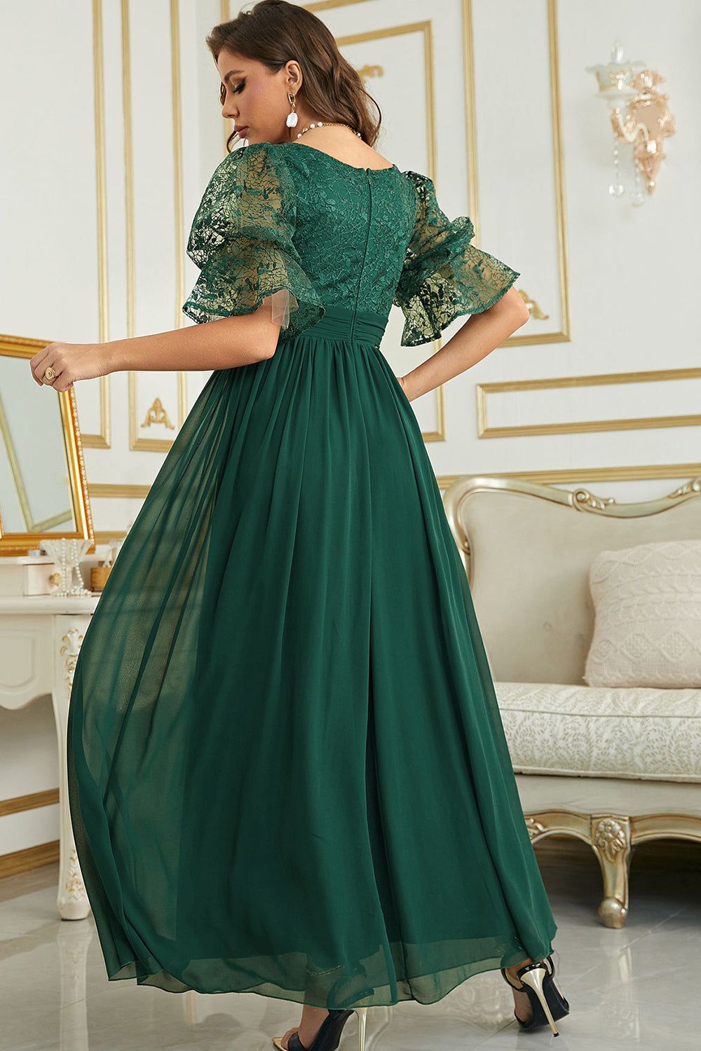 Burgundy Chiffon Bridesmaid Dress with Lace sold by Zapaka product image thumbnail 8