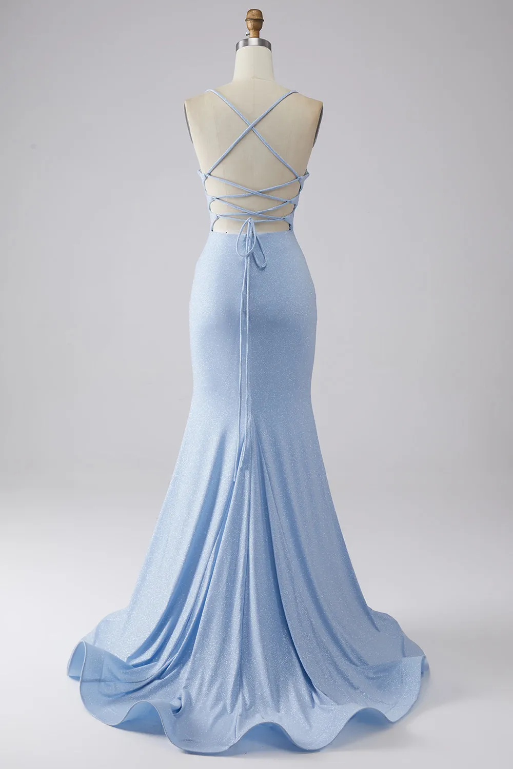 Light Blue Sparkly Mermaid Prom Dress with Slit sold by Zapaka product image thumbnail 2