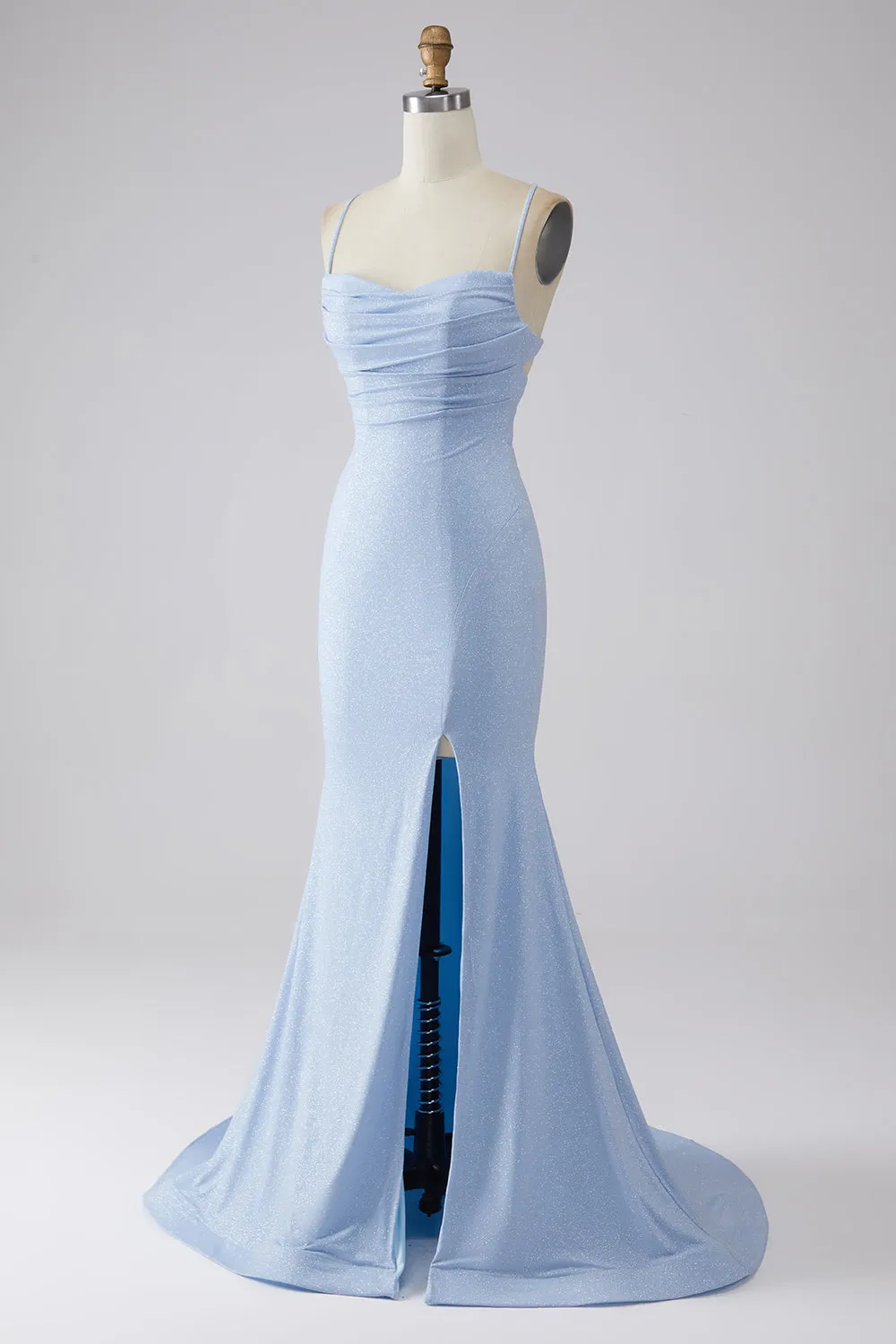 Light Blue Sparkly Mermaid Prom Dress with Slit sold by Zapaka product image thumbnail 3