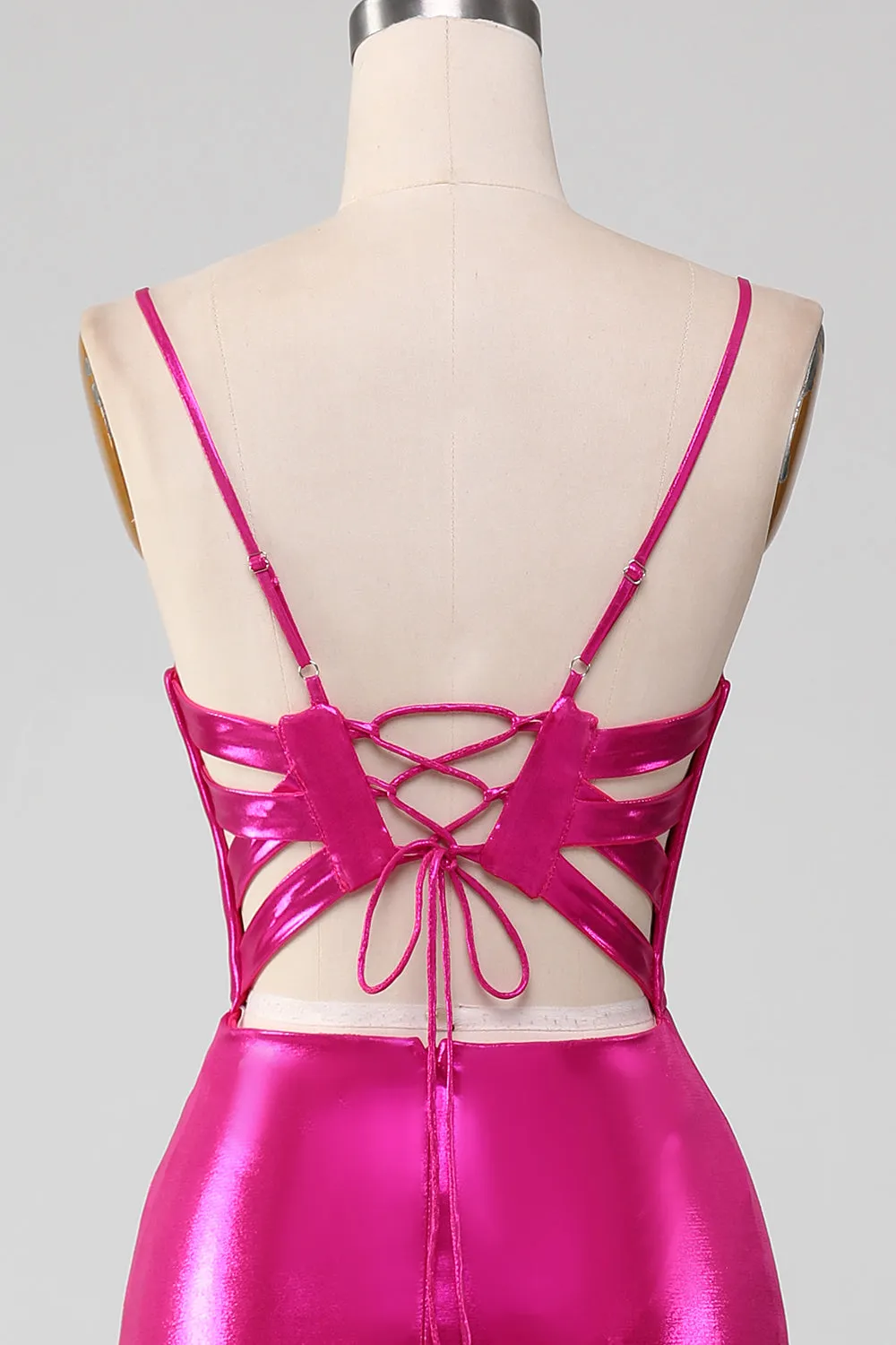 Sparkly Hot Pink Mermaid Simple Long Prom Dress With Slit sold by Zapaka product image thumbnail 5