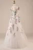 Tulle Long Sleeves Long Ivory Wedding Dress with Embroidery sold by Zapaka