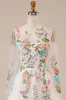 Tulle Long Sleeves Long Ivory Wedding Dress with Embroidery sold by Zapaka