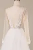 A Line Deep V-Neck Ivory Tulle Sweep Train Wedding Dress with Lace sold by Zapaka