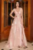 A-Line Spaghetti Straps Blush Long Prom Dress with Appliques sold by Zapaka