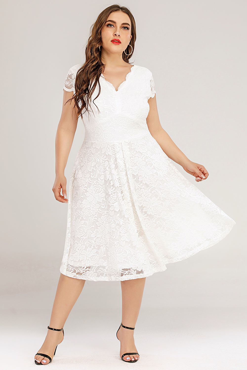 Plus Size Midi Lace Dress sold by Zapaka