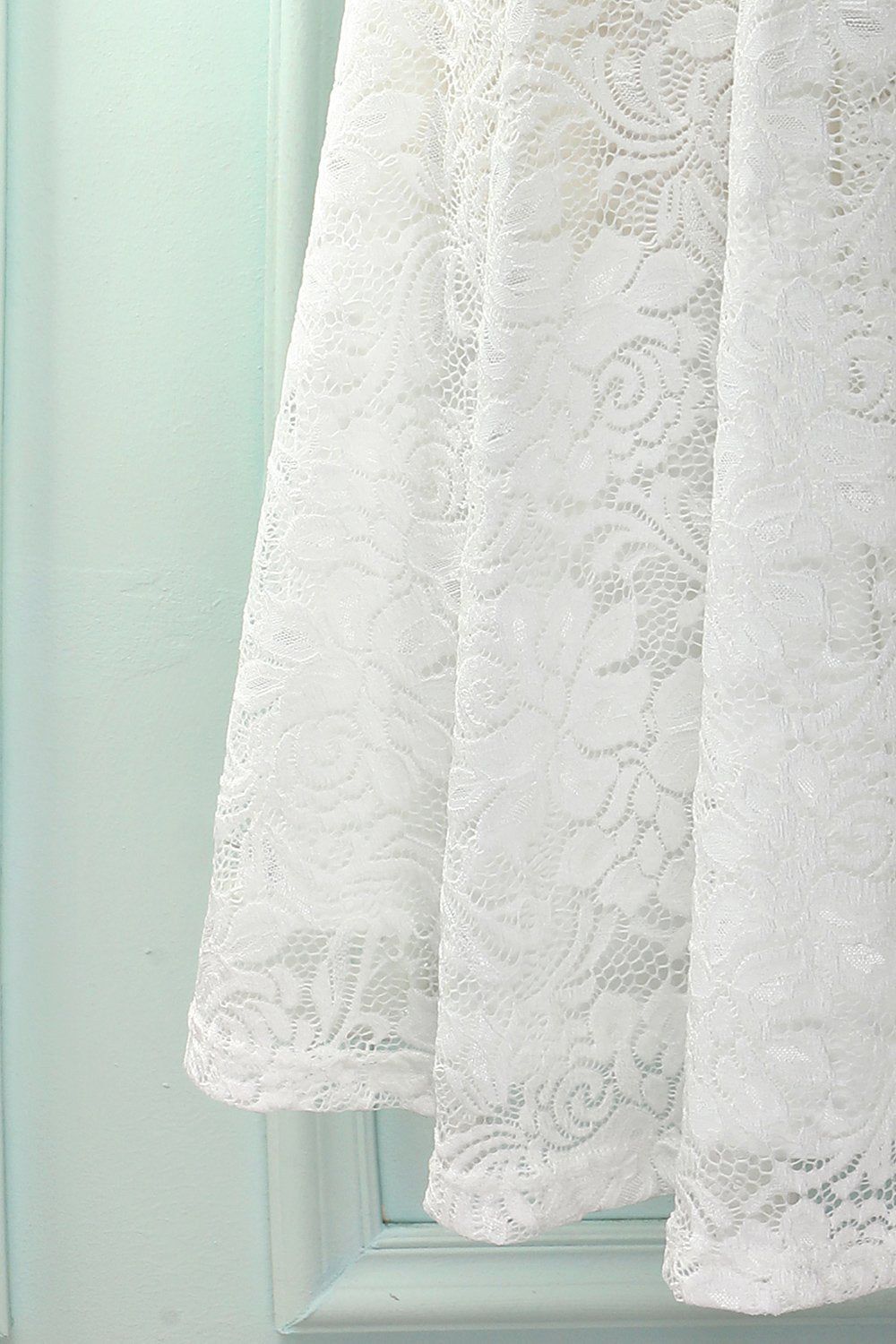 White V Neck Midi Vintage Lace Formal Dress sold by Zapaka product image thumbnail 5