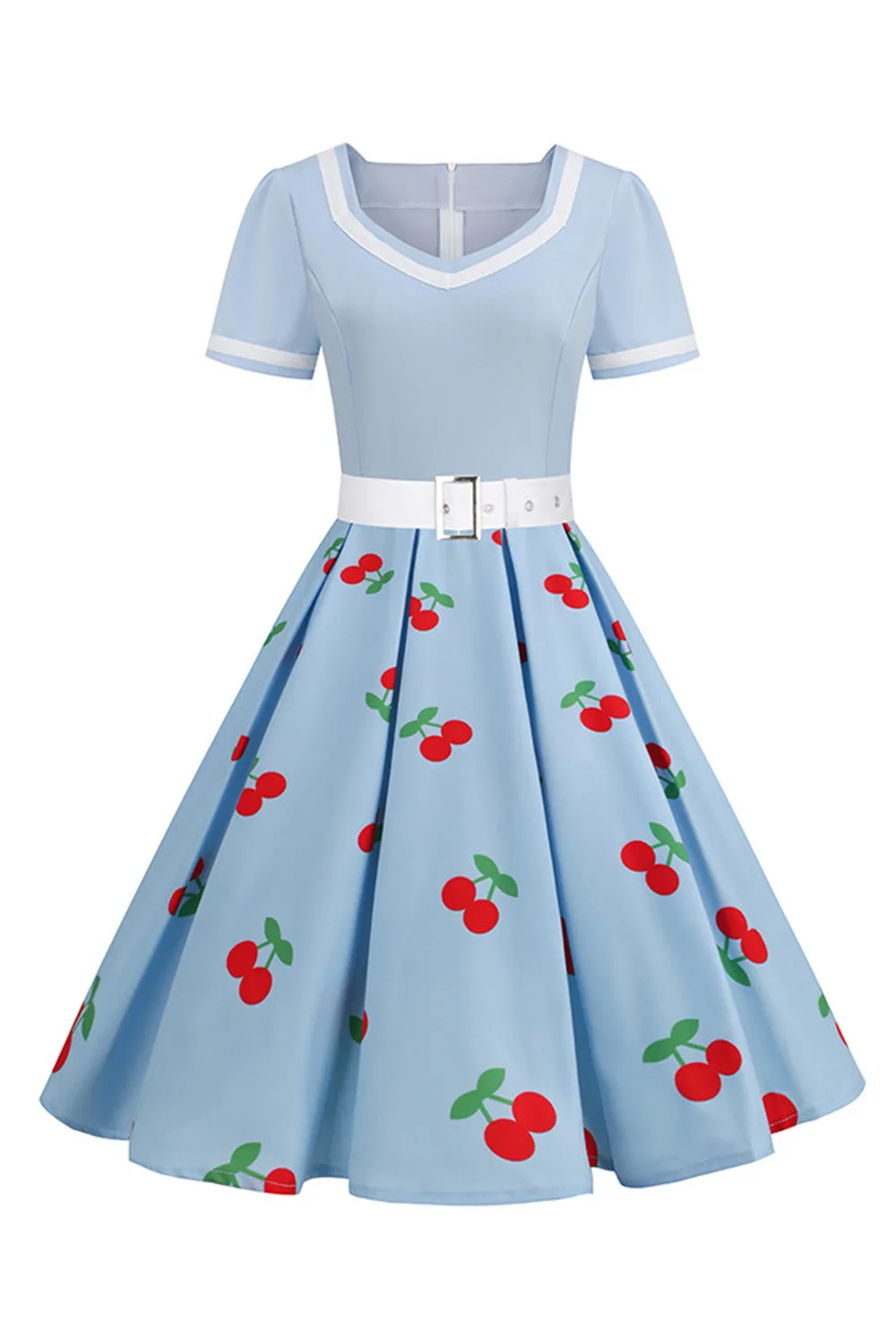 V Neck Black Print Vintage Dress With Short Sleeves sold by Zapaka product image thumbnail 3