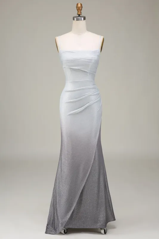 Sparkly Grey Mermaid Prom Dress with Pleated sold by Zapaka