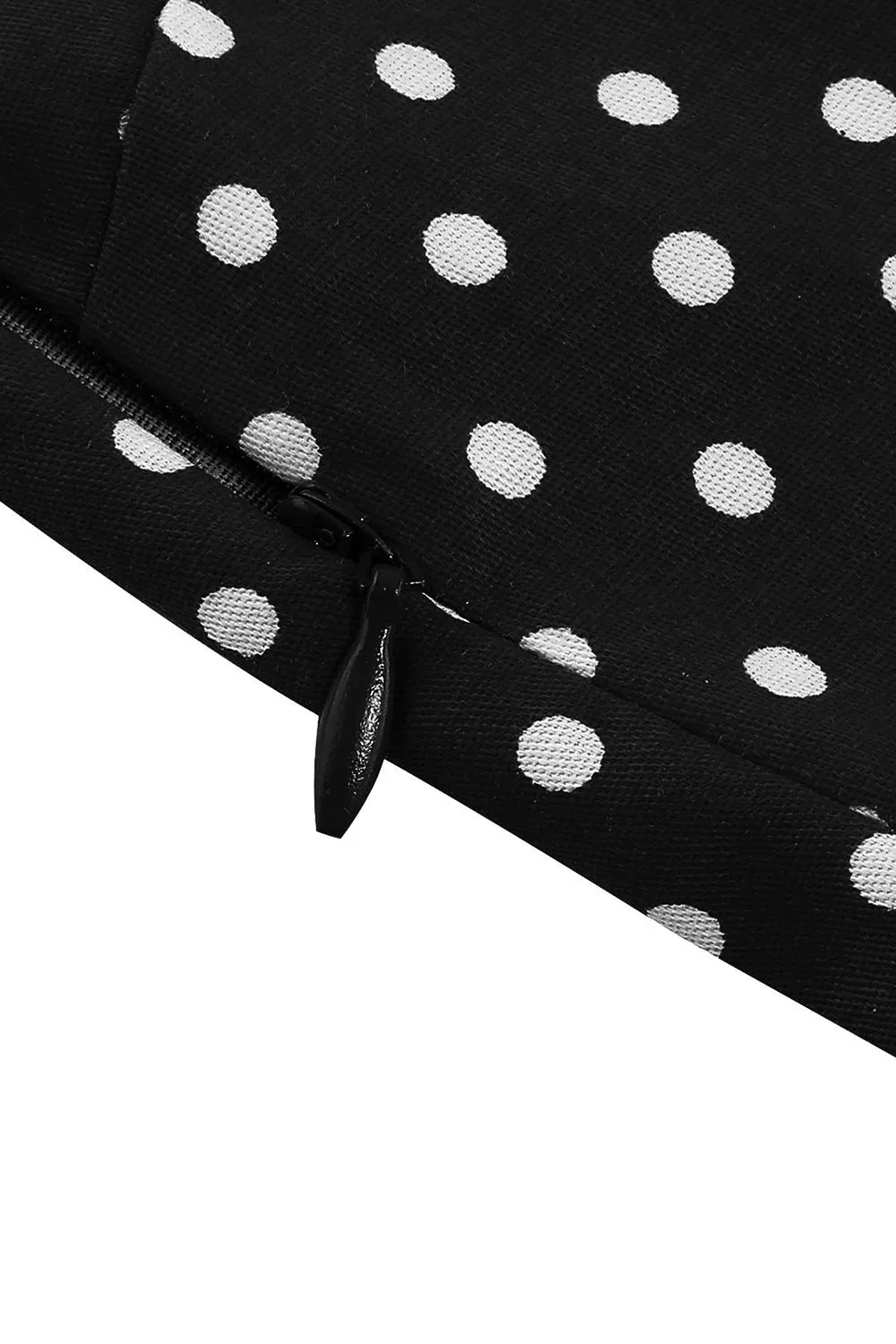 Black Polka Dots Vintage Dress With Short Sleeves sold by Zapaka product image thumbnail 4