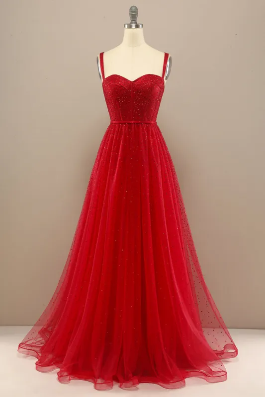 Beautiful Red Sweetheart Prom Dress with Beading sold by Zapaka