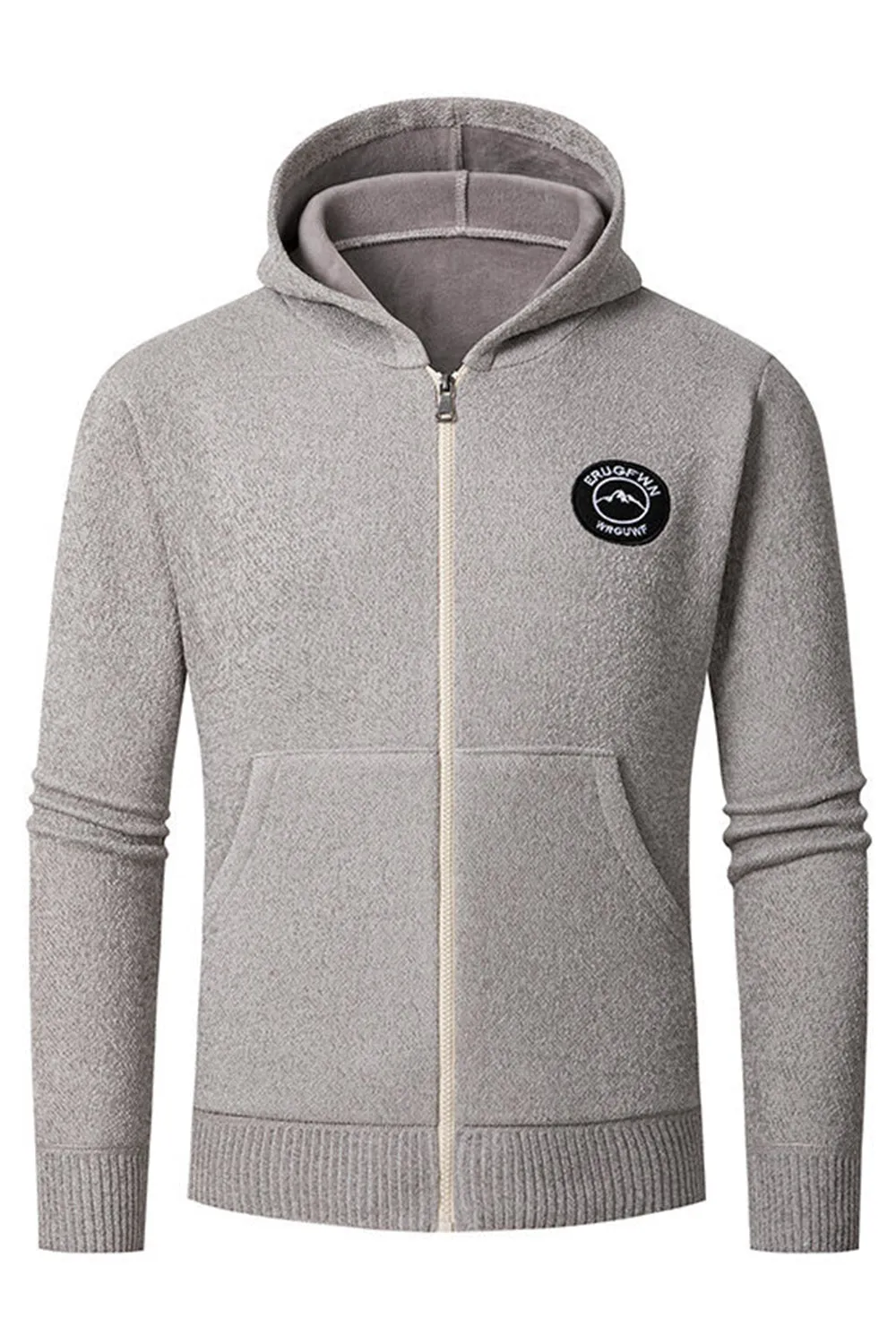 Grey Men's Hooded Cardigan Jacket sold by Zapaka