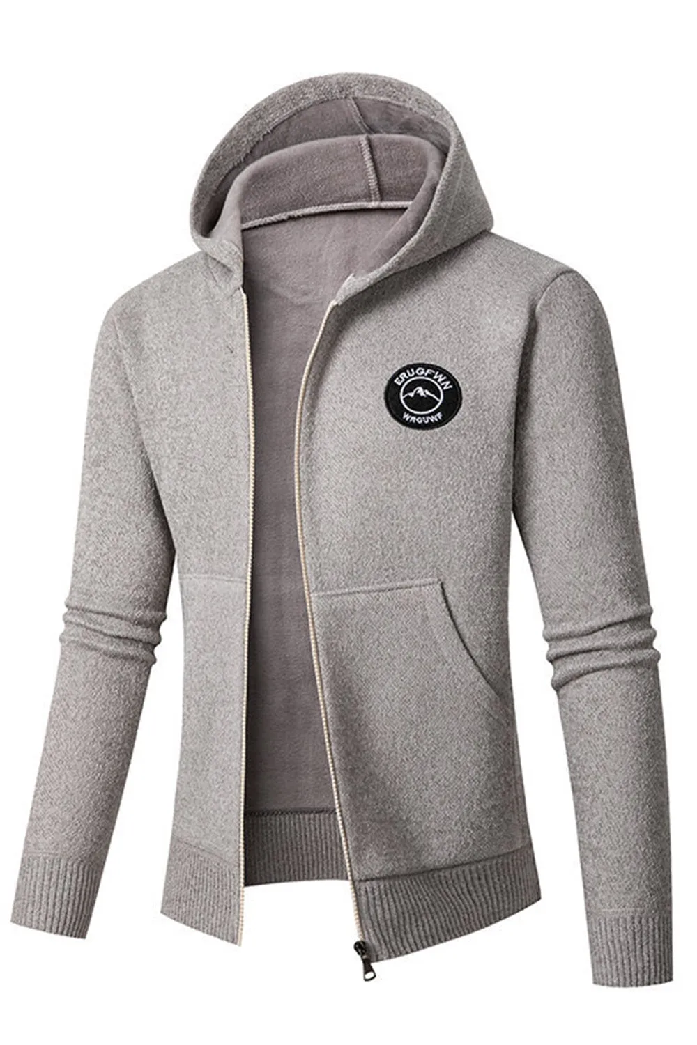 Grey Men's Hooded Cardigan Jacket sold by Zapaka product image thumbnail 3