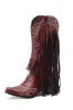Women's Black Embroidery Tassel Leather Boots sold by Zapaka