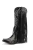 Women's Black Embroidery Tassel Leather Boots sold by Zapaka