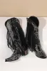 Women's Black Embroidery Tassel Leather Boots sold by Zapaka